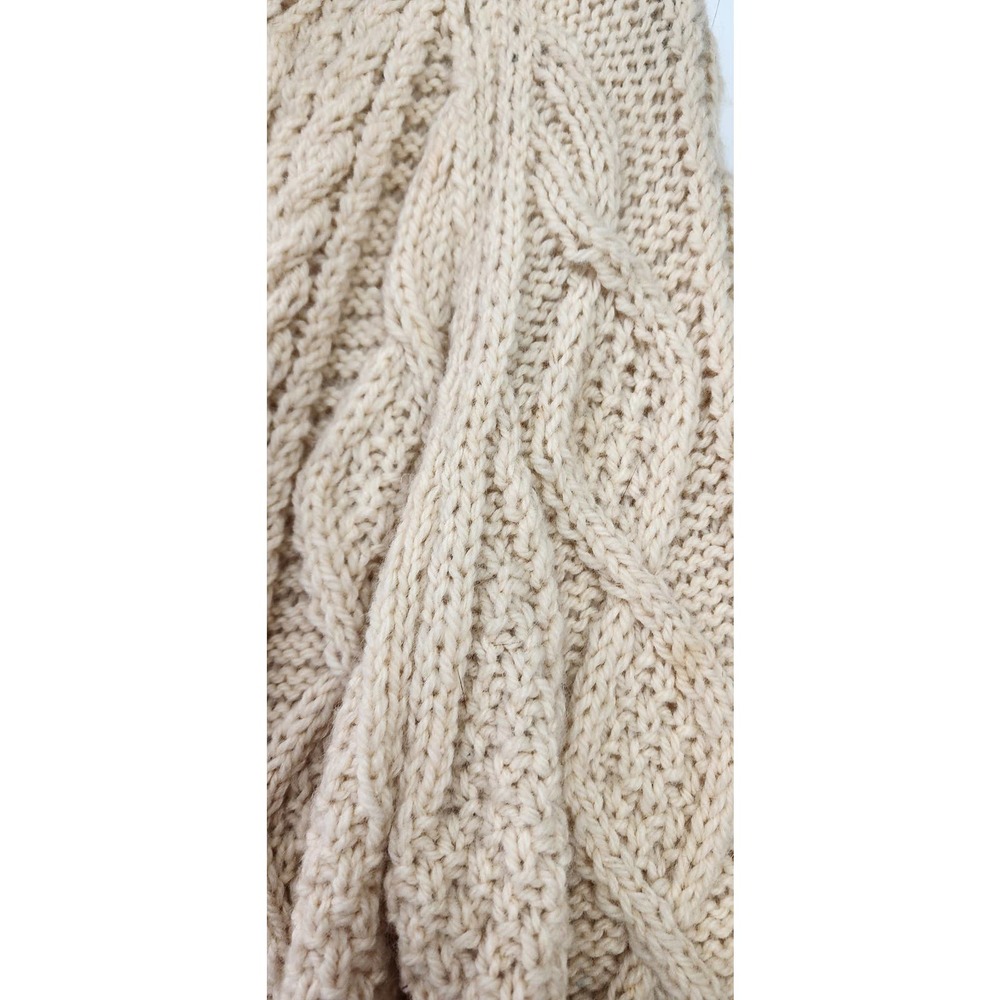 Vintage Cream Wool Sweater Heavy Chunky Knitt Flawed Size‎ Large - Picture 9 of 15